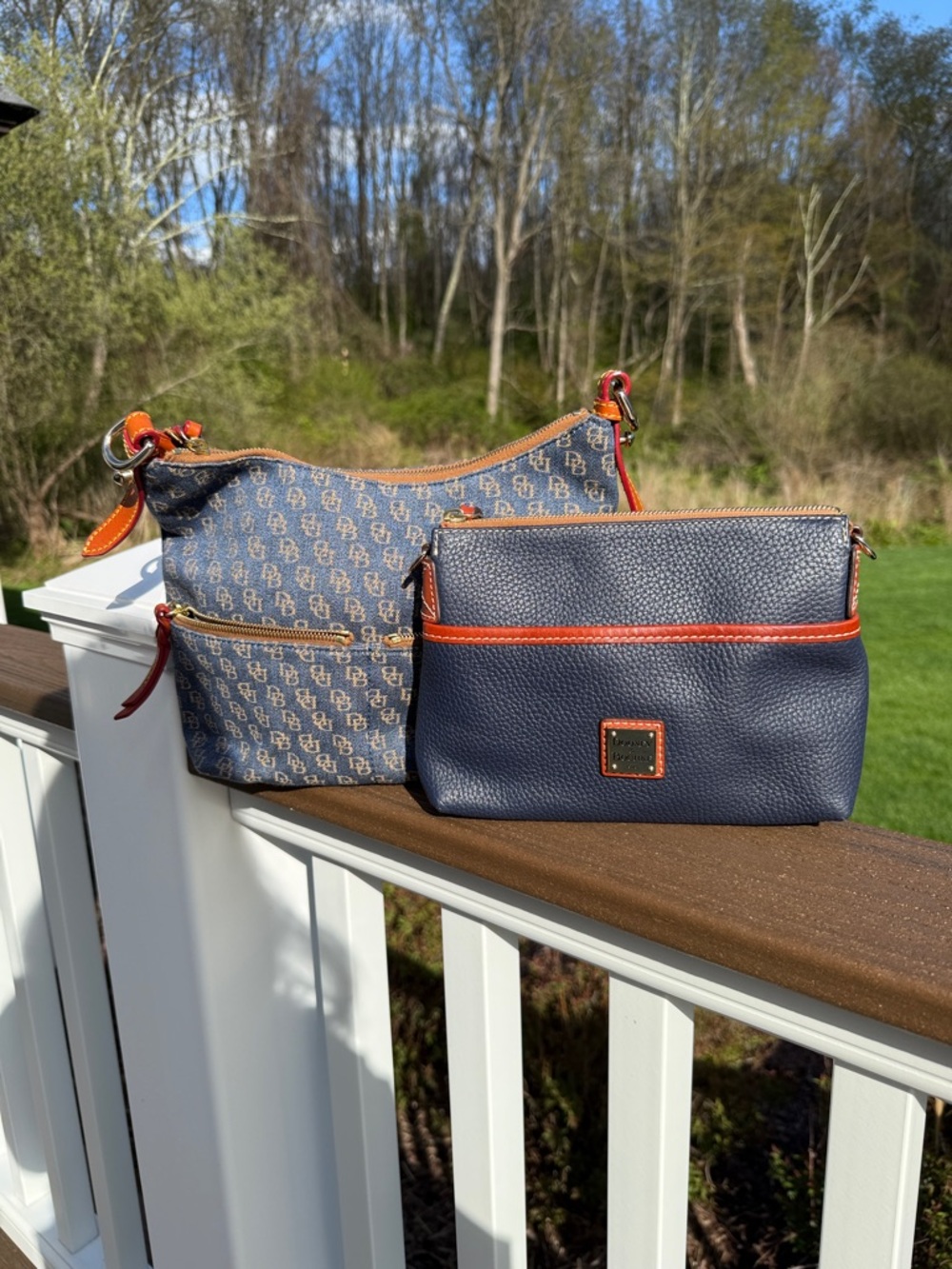 Dooney & Bourke Navy Logo Shoulder Bag and Blue Pebble bag. NO SHOULDER STRAPS!